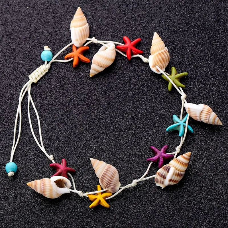 Bohemian Starfish Conch Manually Adjustable Color Bracelet Anklet Fashion Street Shoot Sexy Beach Catwalk Foot Jewelry For Women