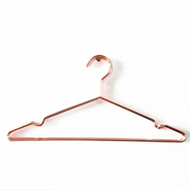 50pcs Multipurpose Dry Cleaning Brass Elegant Rose Gold Clothes Hanger Wire Copper Coat Hanger Antiskid Organizer