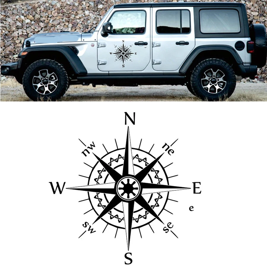 Universal 50x50cm Hood Car Sticker Compass Totem Black Decal Auto Vinyl Bonnet Sticker