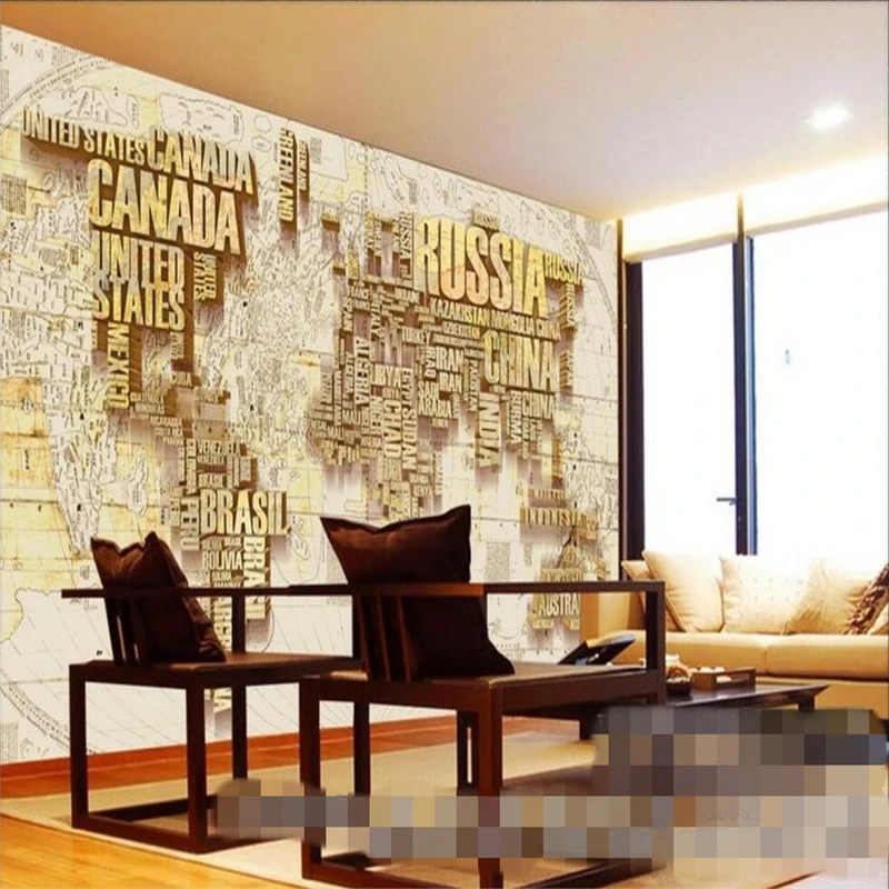 Custom Photo Wallpaper Mural Retro World Map TV Background Wall Murals papel de parede wallpaper for walls 3 d