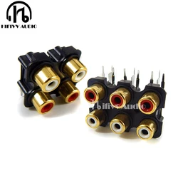 4 Ways 6 Ways Gold Plated RCA Female Socket Connector Signal Cable Plug HIFI Audio Amplifier AV RCA Lotus Seat PCB Panel Mount