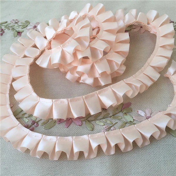 10 Yard/Lot 2,5 CM Breite Satin Plissee Band Falten Spitze Trim DIY Rock Manschetten Handwerk Puppe Kleidung Nähen zubehör – Detail 18