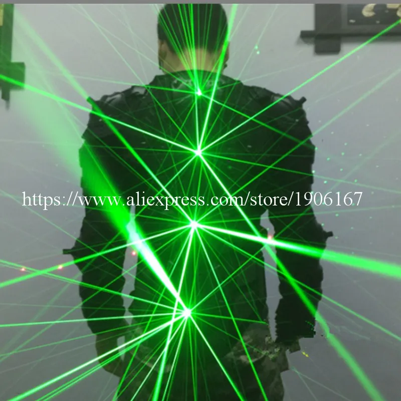 Newest Green Laserman Suit  Luminous Waistcoat 532nm 100mW Green Laser Man Costume Clothes For Laser Show Party Supplies