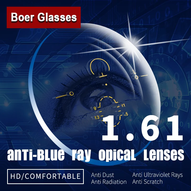 

1.61 index Anti-Blue Ray progressive free form Lenses Prescription Spectacles Eyewear Vision Degree Lens for Eyeglasses Frame