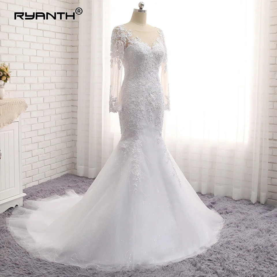 Vestido de Noiva 2022 High Quality Mid East Mermaid Wedding Dresses Sexy Long Sleeves Lace Wedding Gowns Robe de mariage