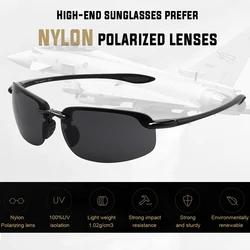 JULI Nylon Polarized Sports Sunglasses for Men Women TR90 Rimless Frame UV400 Protection for Fishing Baseball Driving 8001