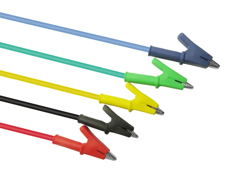 Hot Cleqee P1037 1Set 5Pcs 1M 4mm Banana Plug to Alligator Clip Crocodile Test Probe Lead Wire Test Cable