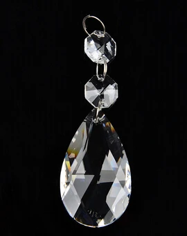 10Pcs/Lot Diamond Cut Clear Teardrop Crystal with Double Octogon Chandelier Prisms Lamp Parts Hanging Home Wedding Decoration
