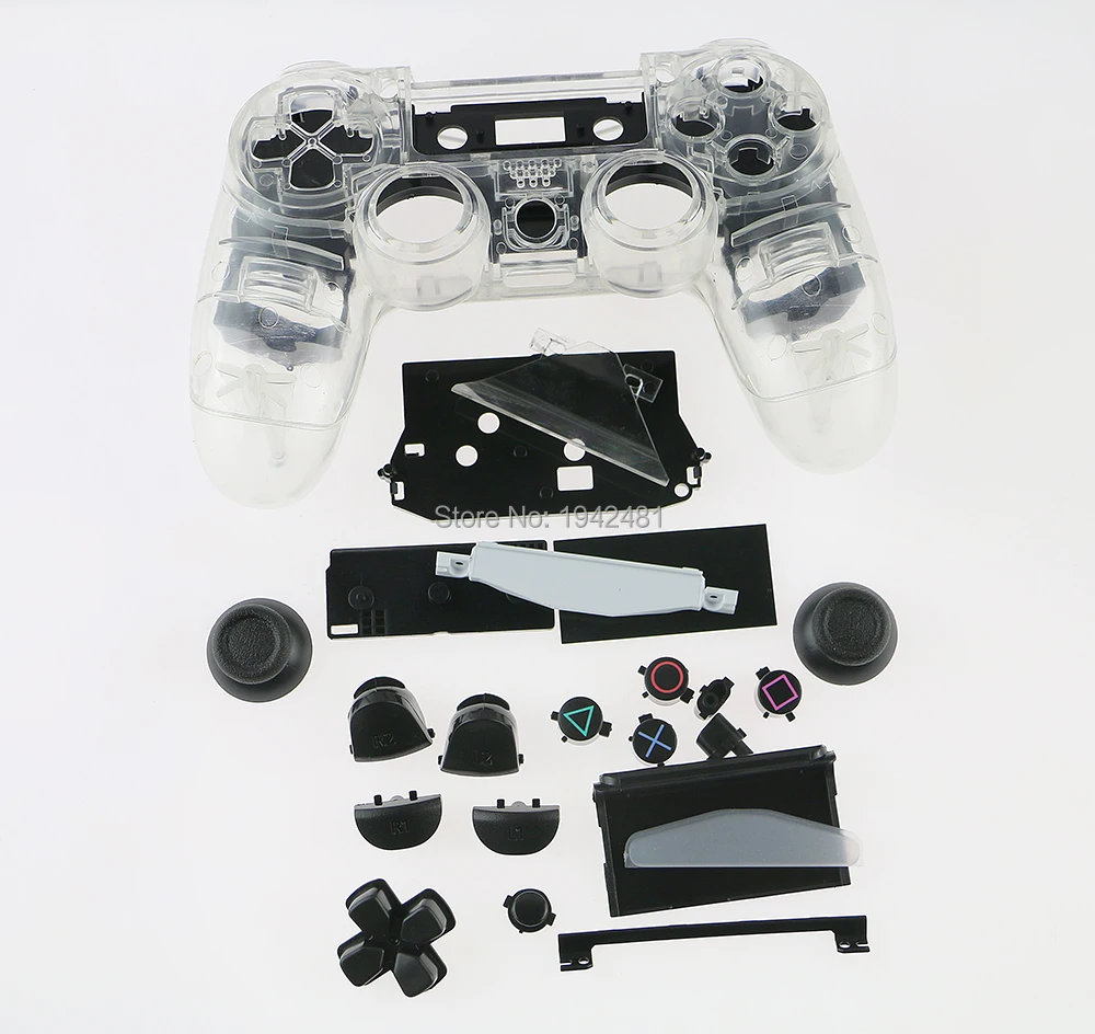 Controlador de juego inalámbrico de alta calidad, carcasa transparente + herramienta de botón para ps4 jds 001 011 jdm 001