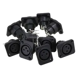 10pcs Black XLR 3pin Female Jack Panel Mount Chassis PCB Socket Connector Drop shipping