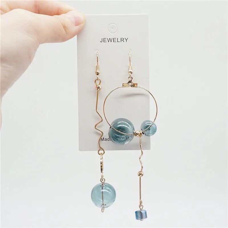 Original Design Green Bubble Long Dangle Earrings For Women 2020 Charming Handmade Glass Ball Korean Drop Earrings Jewelry