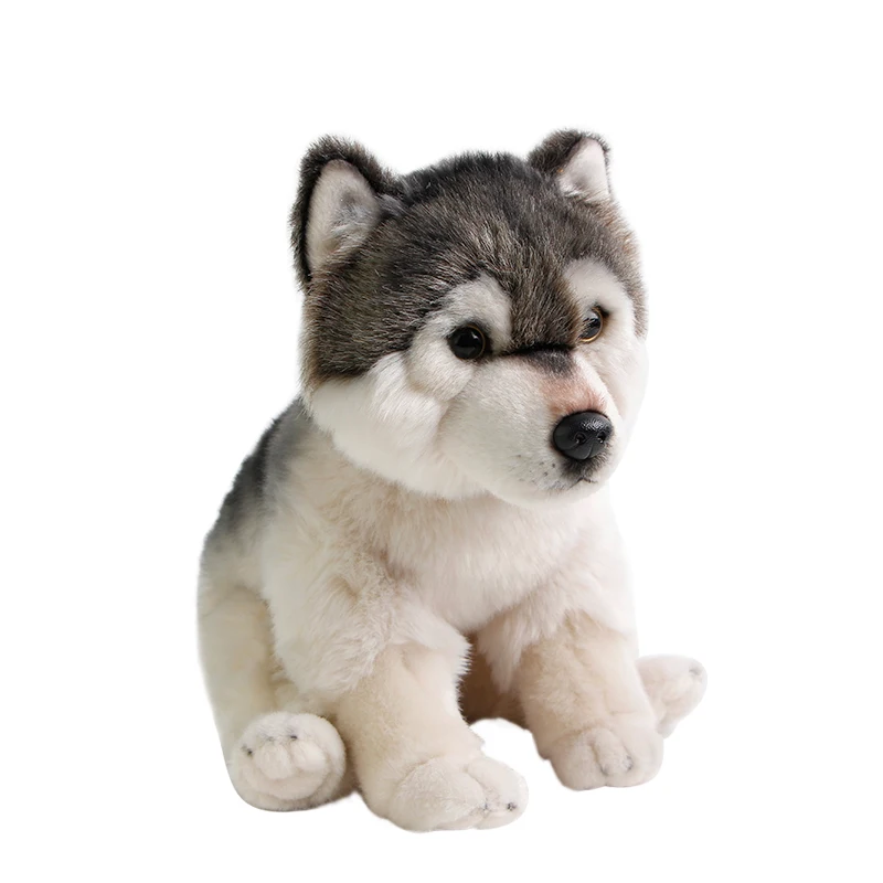 Quality Soft Simulation Animal Wolf Plush Doll Mini Stuffed Husky Dog Toy Pet Animals Kids Gift 27x16x24cm