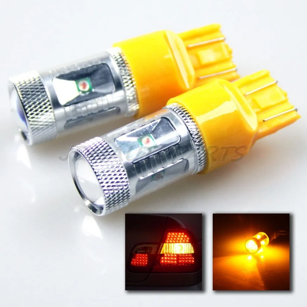 T20 W21/5W W3X16Q 7443/7440 WY21W 30W Cree Chips AMBER LED FRONT REAR TURN SIGNAL LIGHT PROJ BULBS/TURN BACK UP STOP LIGHT