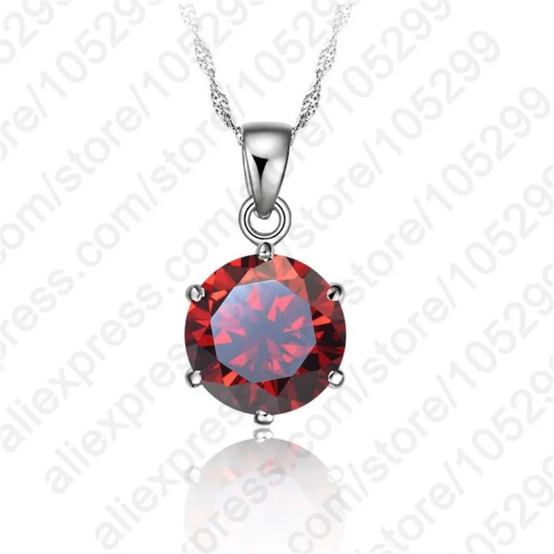 Classic 6 Claw Cubic Zircon Pendant 925 Sterling Silver Necklace for Women Engagement & Wedding Jewelry