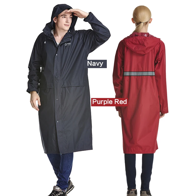 QIAN Women/Men Long Rain Coat Waterproof Trench Coat Single-layer Raincoats Poncho Women City Rainwear Rain Gear