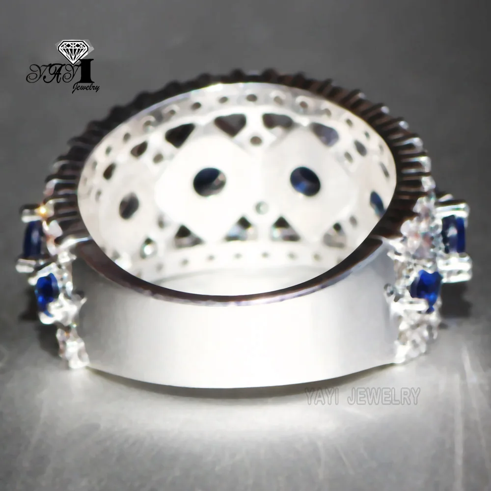 YaYI – bague de fiançailles pour filles, bijoux de princesse, coupe en bleu saphir, Zircon couleur argent, cadeau de mariage, cœur, fête, 625