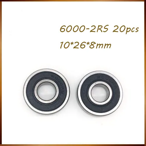 High quality deep groove ball bearing 20pcs/lot free shipping quality 6000 2RS 6000RS 6000RZ 6000-2RSH 6000-2RS 10*26*8 mm