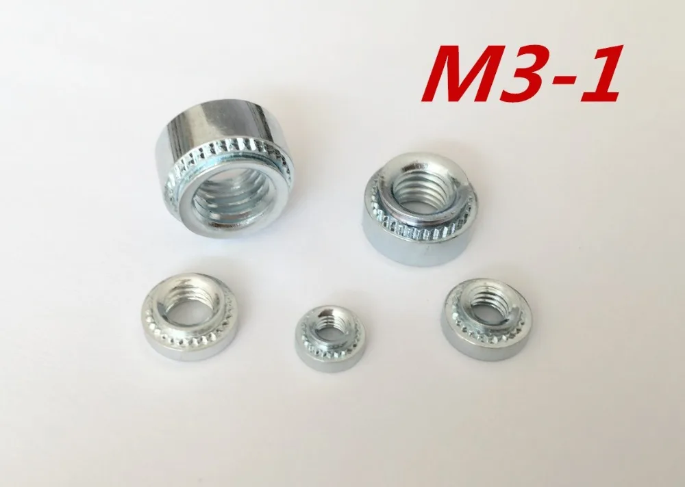 

50pcs/lot High Quality M3-1 M3 press nut clinching Nut steel zinc plated Rivet Nuts inserting self clinching Nuts