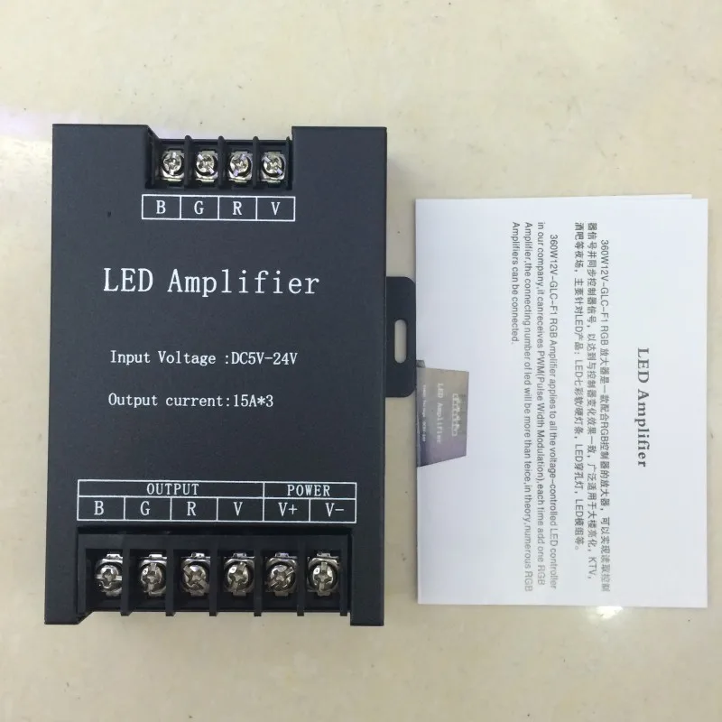 

Led RGB Amplifier Controller 15A*3CH 45A Signal Repeater DC5V/12V/24V 360W LED Strip Power Repeater Console Controller