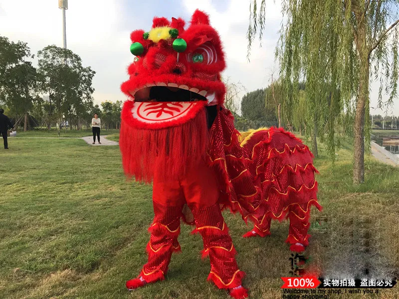 Costume de danse du Lion chinois, costume de cosplay traditionnel de fête scolaire, costumes de lion de taille adulte