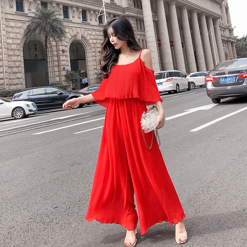 Phụ nữ New Sexy Jumpsuit Phụ Nữ Thanh Lịch Thời Trang Yếm Trong Rompers Xếp Li Jumpsuit