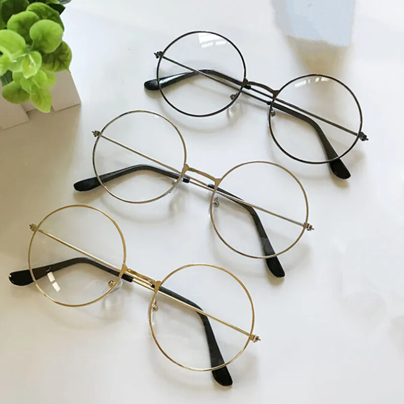 Fashion Vintage Metal Large RoundTransparent Glasses Eyewear Optical Spectacles For Men Women Eyewear Frame Party Eyeglasses