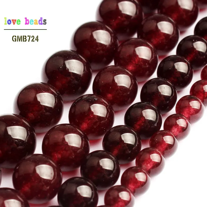 Garnets Stone Beads Dark Red Jades Round Beads for DIY Bracelet Jewelry Making 15\