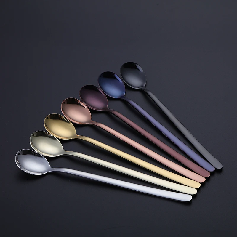 

Dessert Spoon Mini Spoon Stainless Steel Scoop Long Handle Ladles Mixing Spoons Vintage Kitchen Accessories 6pcs 19.5cm/7.68inch
