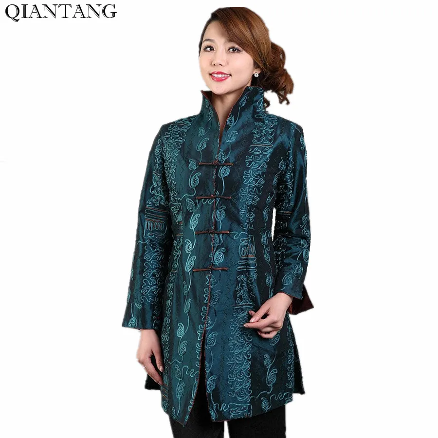 

Hot Stylish Green Female Satin Embroidery Jacket Spring Autumn Coat S M L XL XXL XXXL 4XL 5XL Mujer Chaqueta Mne08G