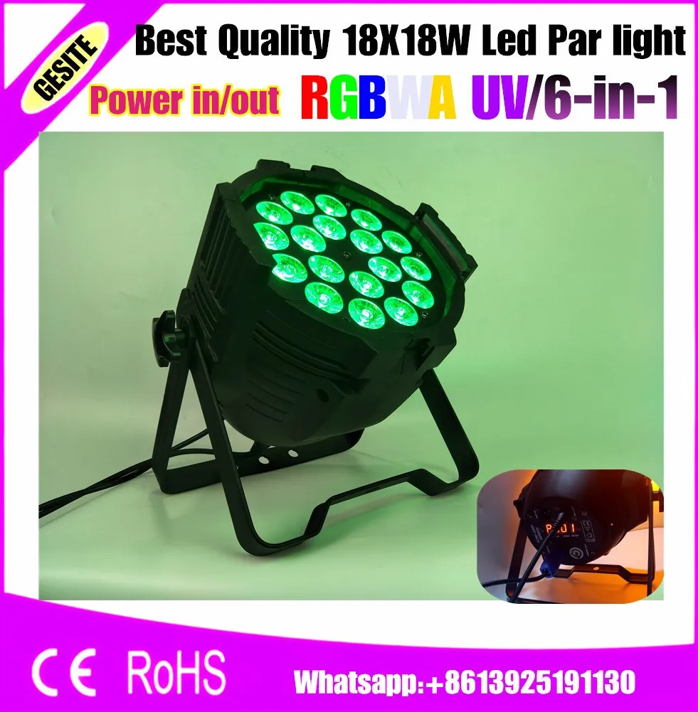 2pcs/lot Stage Black Light Blacklight with 18 LED 18 watt RGBWA UV 6in1 18pcs