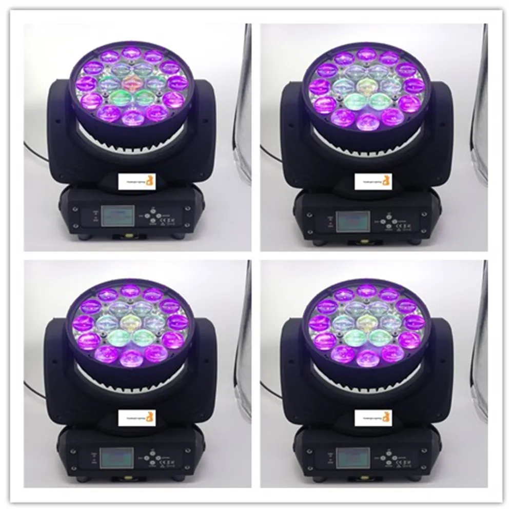 4 pieces event night club zoom wash 19*15W rgbw 4in1 led rgbw moving head Ring lyre led wash zoom beam moving head light