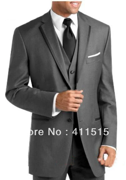 

Sell well Two buttons Notch Lapel Charcoal Groom Tuxedos Groomsmen Men's Wedding wear Suits Best man dress/free shipping