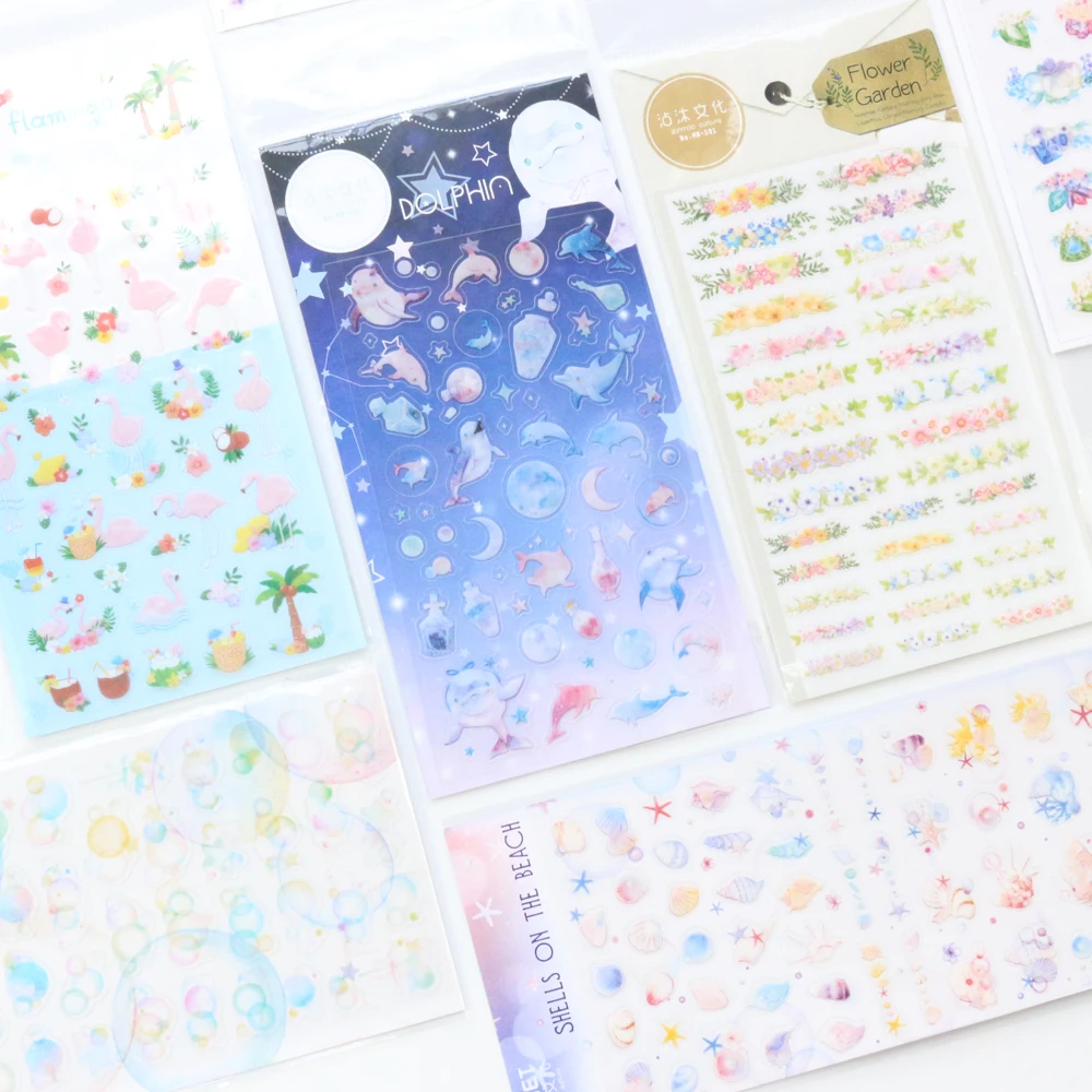 Domikee new cute cartoon student PVC decorative stickers stationery,candy kawaii school diary notebooks stickers accessories