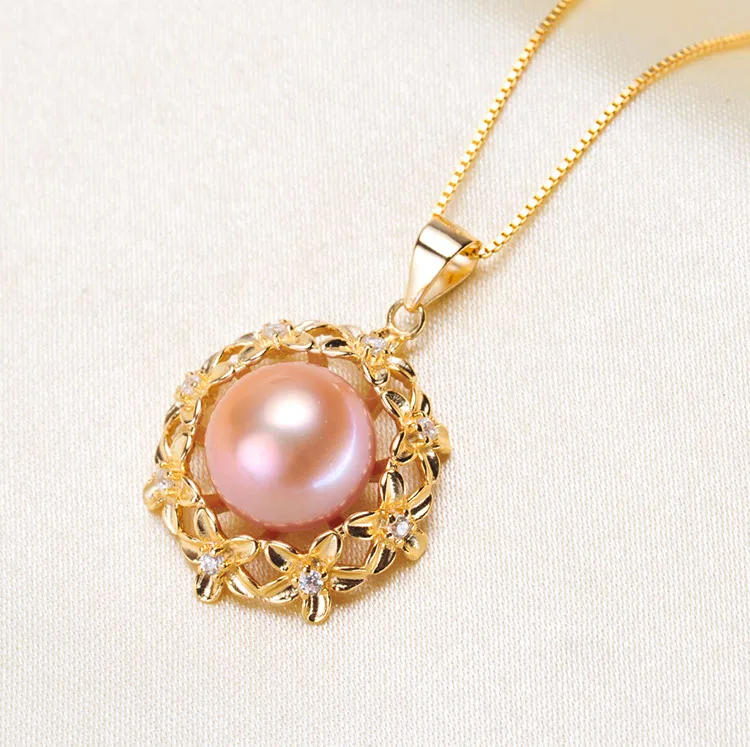 Full Flowers Pearl Pendant Holder S925 Sterling Silver Pendant Jewelry Findings Silver&Gold Color 3Pcs/Lot