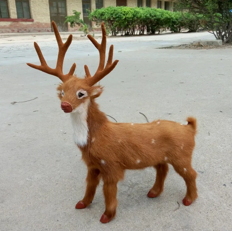 

big about 35x31 cm simulation sika deer toy plastic&fur Christmas deer model home decoration gift t162