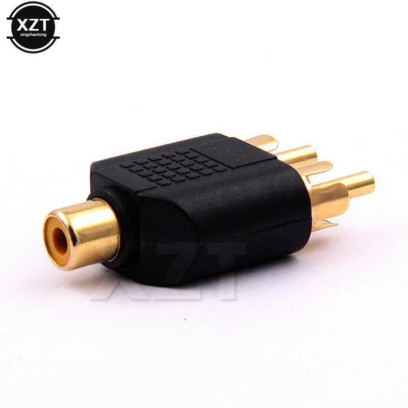 2pcs/lot 1 RCA Female to 2 RCA Male Jack Y Splitter Plug Audio Adapter Converter Gold Plated Connector New High Quality