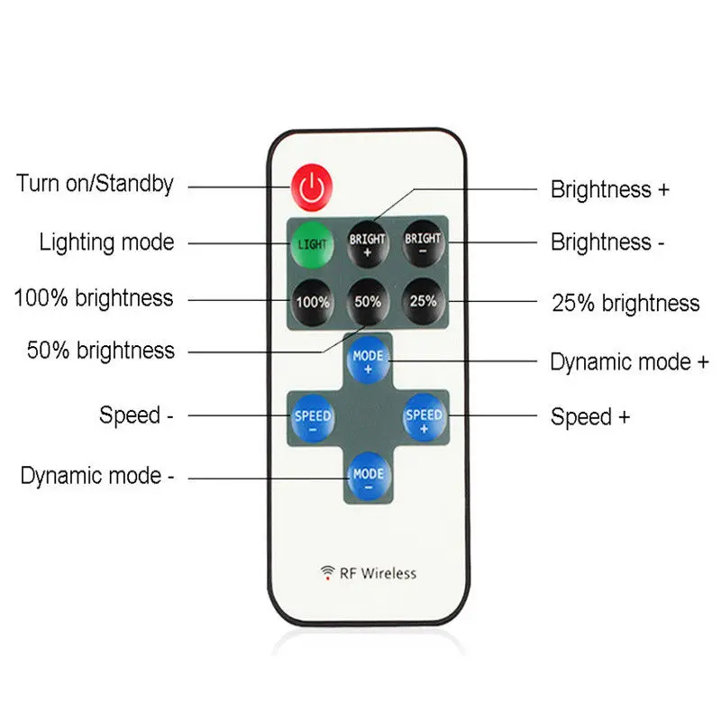 단일 색상 LED 조광기 컨트롤러, DC 11 키, 미니 RF 무선 리모컨, LED 스트립용