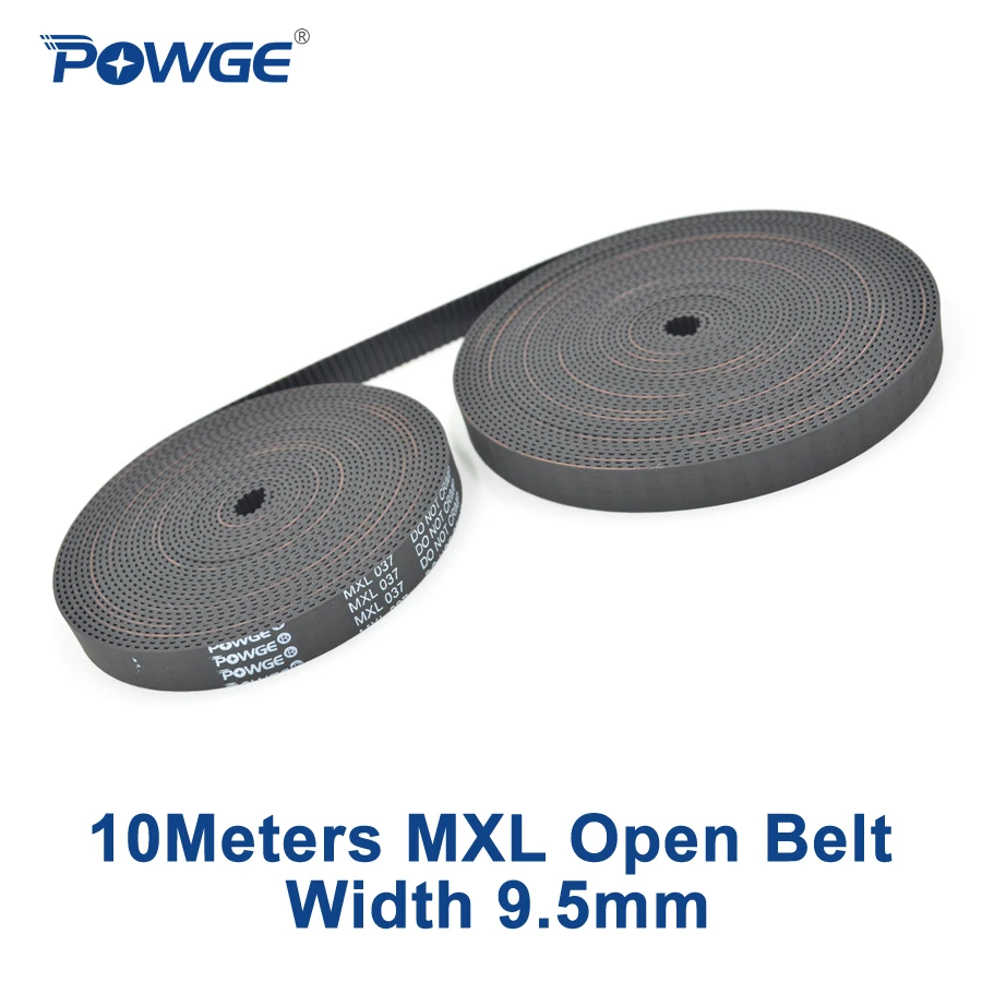 

POWGE Trapeozid MXL Open Timing belt width 9.4mm 0.37" 10mm Neoprene rubber with fiberglass MXL-037 Timing belt Pulley 10meters