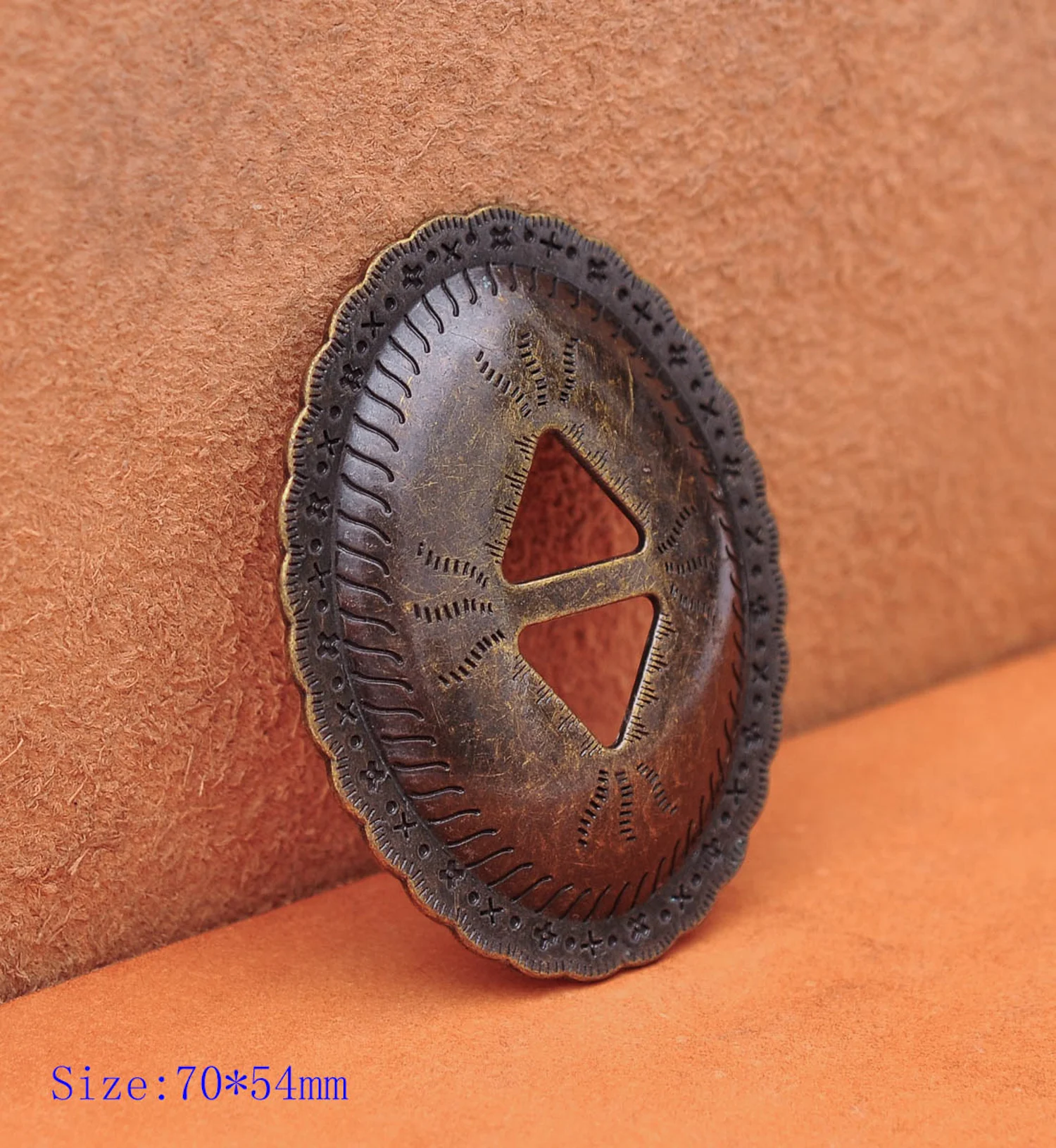 5pcs Quality Heavy Western Antique Bronzer Cross Tribal Flower Pattern Horse Saddles Tack Leathercraft Belt Slotted Oval Conchos