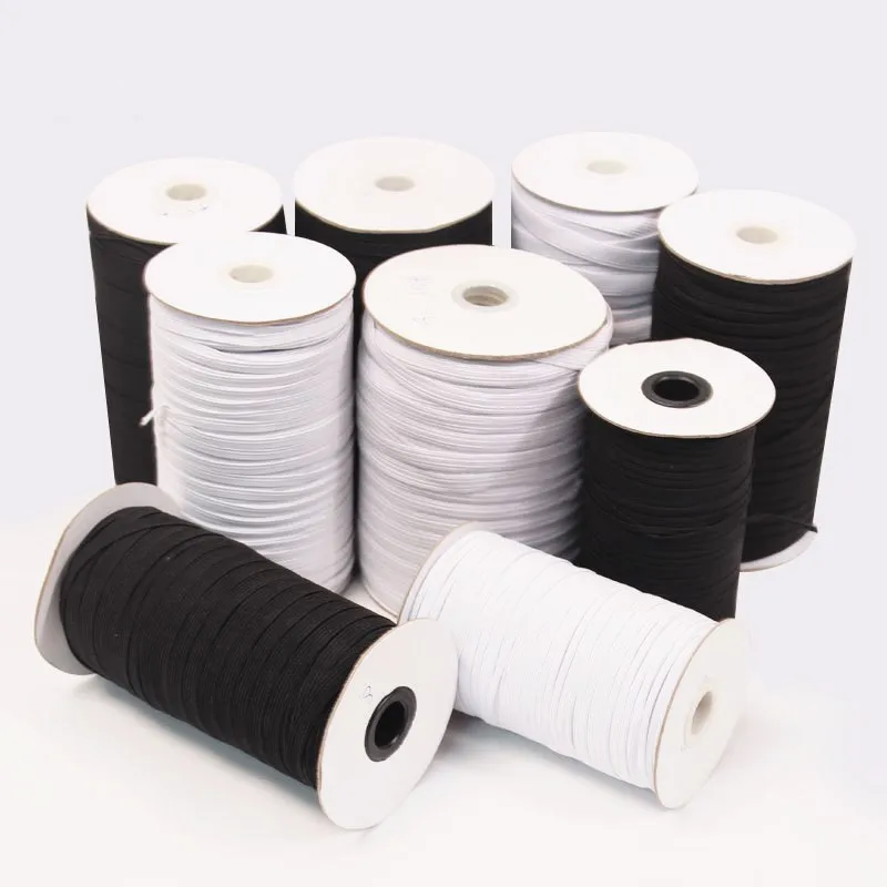 3/6/10/12/15/25/30/35/40/45/50/55/60mm White and Black Nylon Highest Elastic Band Garment Trousers Sewing DIY Accessories 1meter