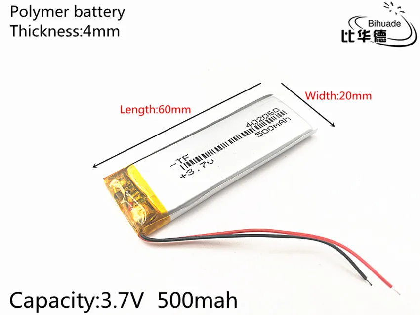 3.7 V 500 mAh 402060 bateria litowo polimerowa bateria li-po akumulator litowo jonowy akumulator baterie do Mp3 MP4 MP5 GPS