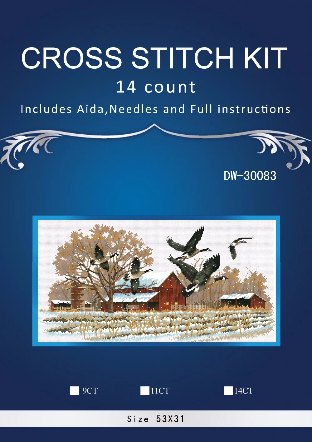 Lovely Counted Cross Stitch Kit, Geese Goose, Bird Birds, Birds, Winter, Lovely, Top Quality, Dm 1373