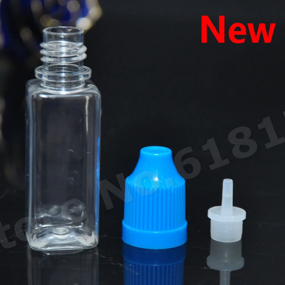 

High quality 10000pcs per lot PET square dropper bottle 15ml plastic with long thin tip