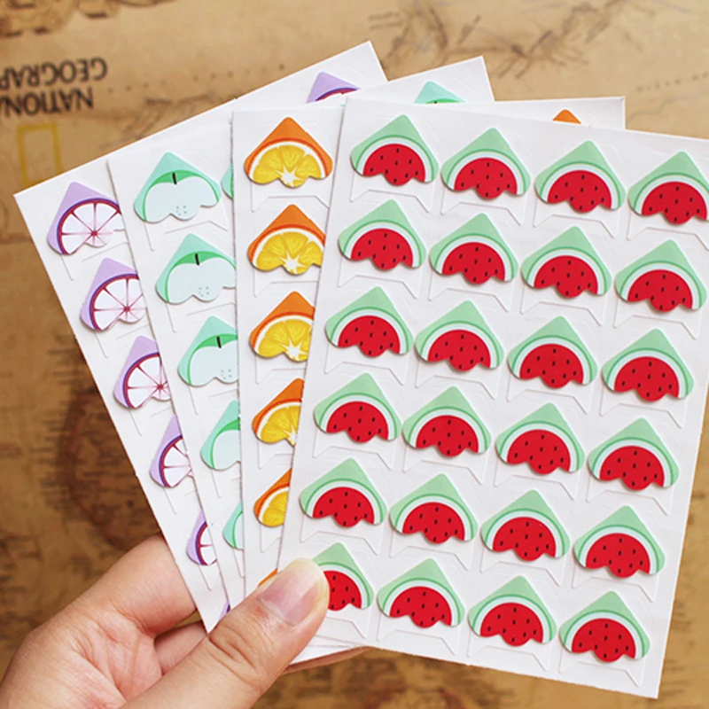 96pcs(4sheets)lot DIY Fruit Cartoon Corner Cute Paper Stickers For Photo Albums Excellent Handwork Frame Decoration Scrapbooking