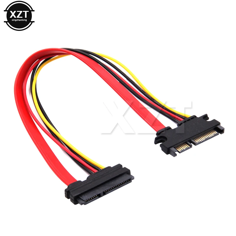 30cm SATA Cable Male to Female 7+15 Pin Serial ATA 22 pin Hard drive SATA Data Power Extension Cable Connector Conterver Cable