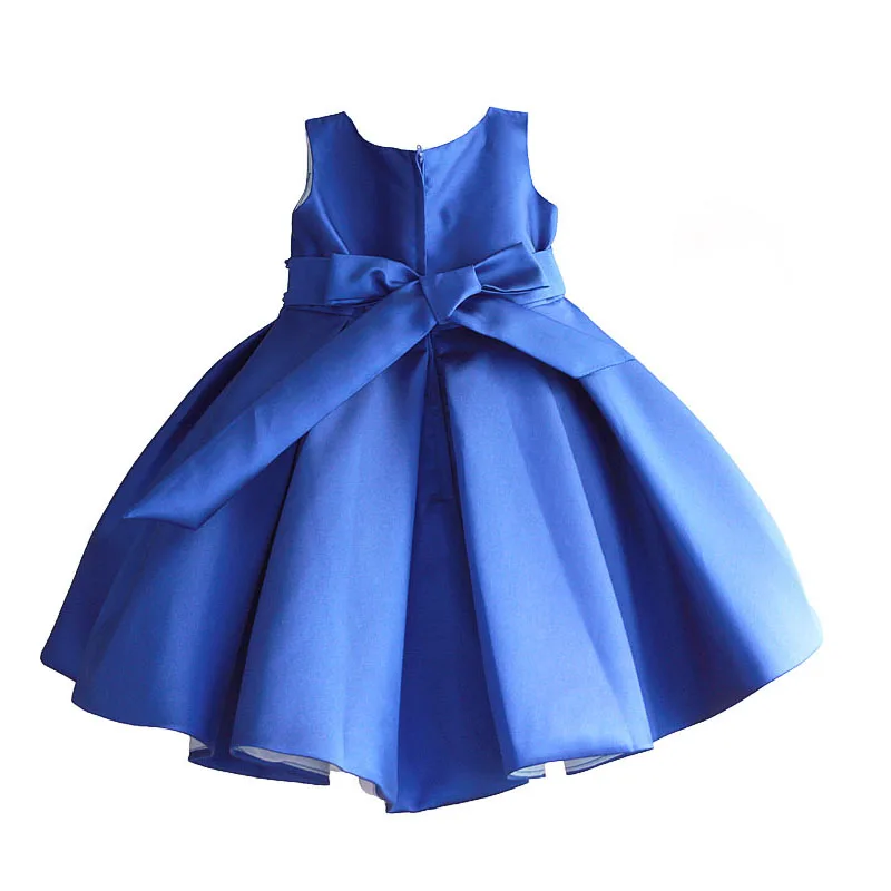 Hetiso christmas girl dress dark blue pearl belt kids wedding dress cute bow children clothes roupas infantis menina for 3-8T