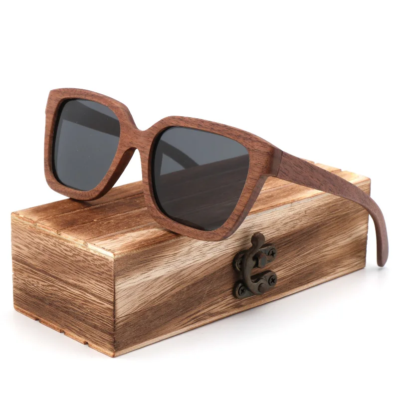 Retro men polarized women sunglasses bamboo glasses Ladie handmade blue beach UV400 With bamboo box Occhiali da sole donna