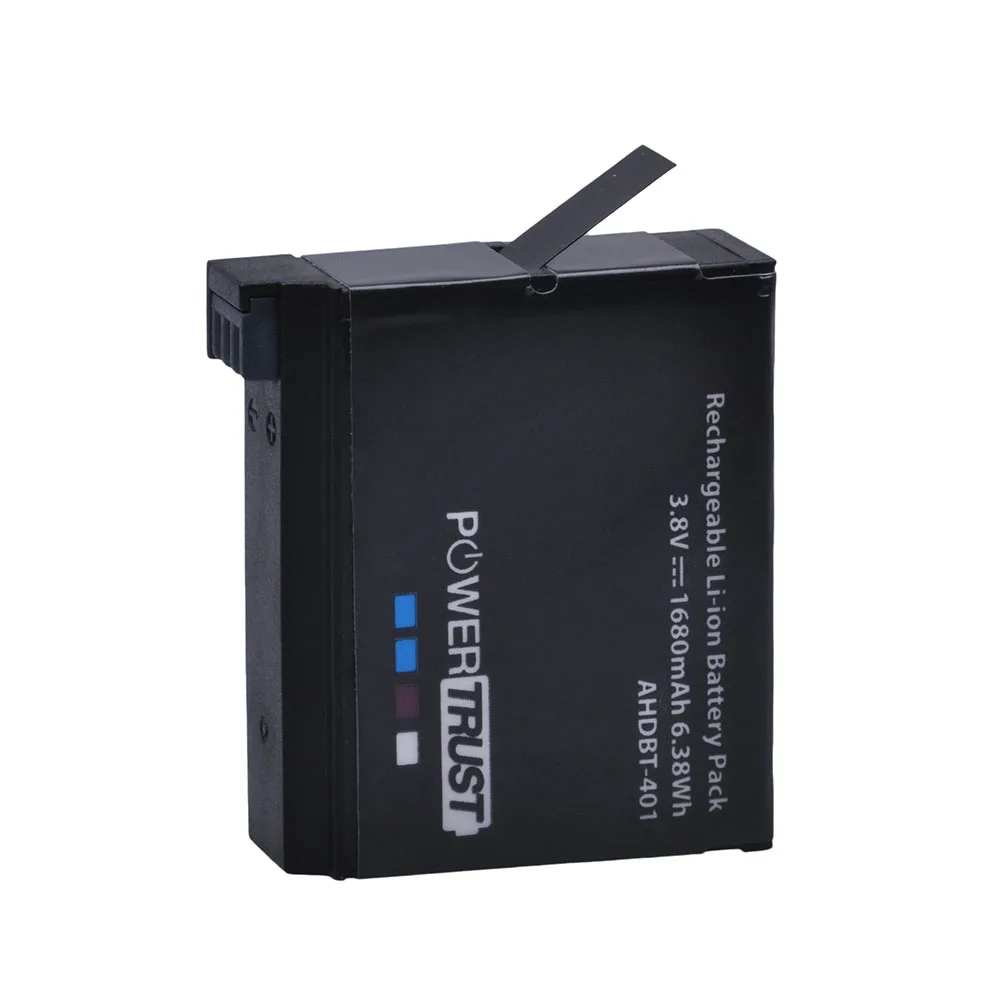 PowerTrust 4Pcs 3.8V AHDBT 401 1680mAh for Go Pro AHDBT-401 AHDBT401 Li-ion Digital Camera Battery For GoPro 4 HD Hero 4 Hero4