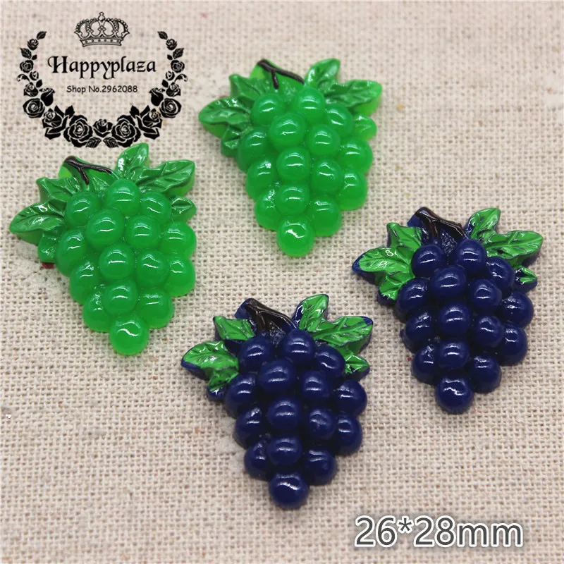 10pcs Cute Resin Fruits Grape Simulation Miniature Food Art Flatback Cabochon DIY Craft Decoration,26*28mm