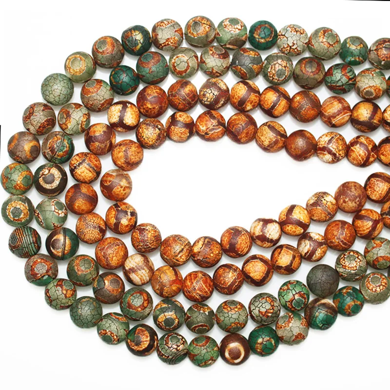 CAMDOE DANLEN Natural Stone Brown Frost Tibetan Dzi Buddha Beads 8 10 12MM Tortoise Shell Loose beads Fit Diy for jewelry Making